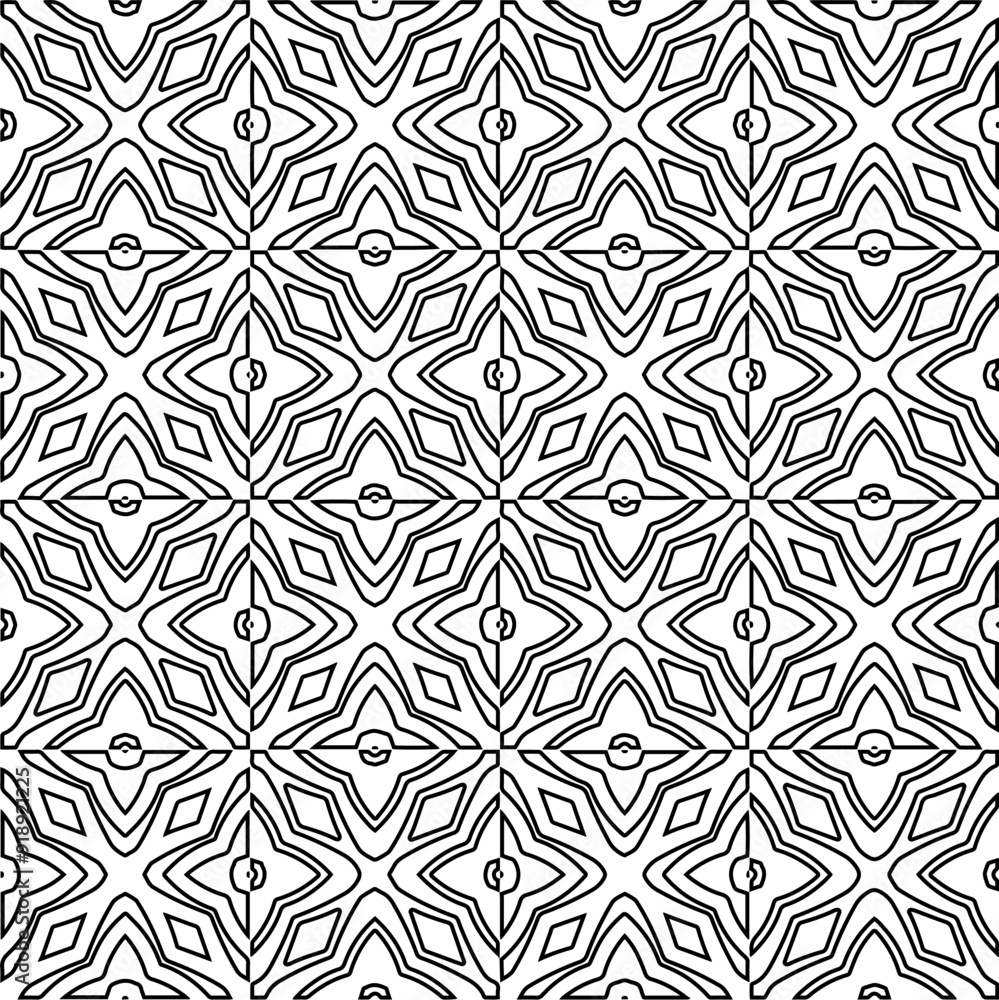 Monochrome ornamental texture with smooth linear shapes, zigzag lines, lace pattern.Abstract black and white pattern for web page, textures, card, poster, fabric, textile. Monochrome ornamental texture with smooth linear shapes, zigzag lines, lace pattern.Abstract black and white pattern for web page, textures, card, poster, fabric, textile.