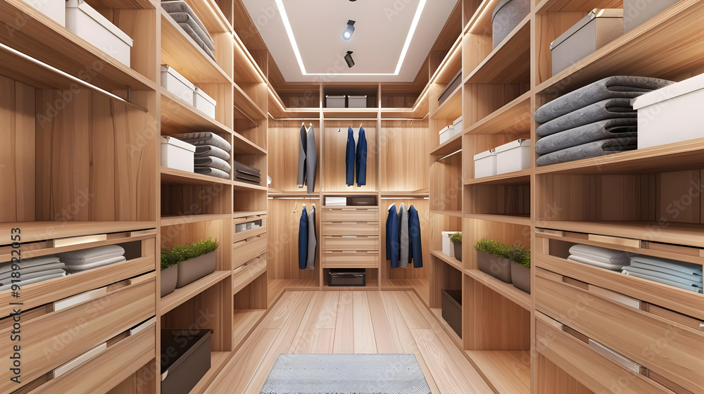 Modern Walk-In Closet Interior Design - 3D Illustration Modern Walk-In Closet Interior Design - 3D Illustration
