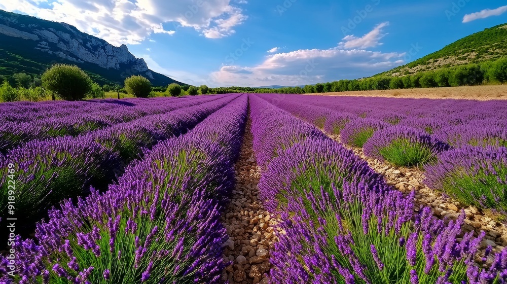 Obraz premium Field of lavender stretching to horizon, Provence
