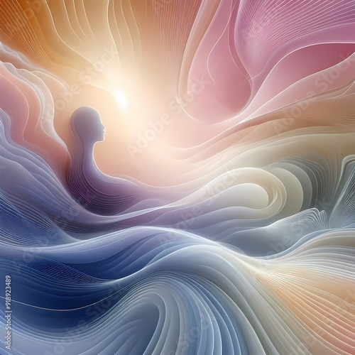 Bright abstract wave design with blue and pink fractal patterns and dynamic motion