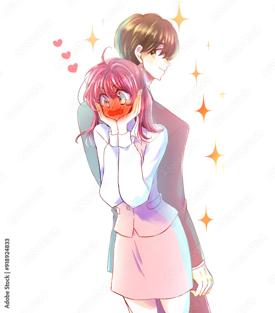 かっこいい男性と恋する女性　会社員