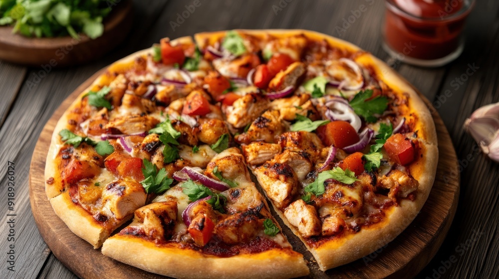 Delicious Chicken Pizza with Toppings Delicious Chicken Pizza with Toppings