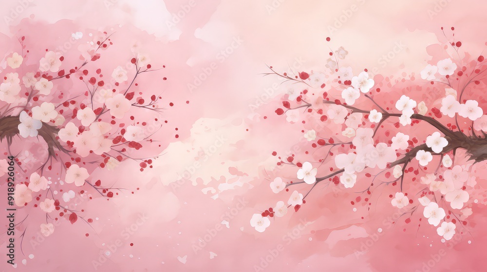 Pink Cherry blossom Illustration. Frame of Sakura Cherry Blossoms Spring flower Pink Cherry blossom Illustration. Frame of Sakura Cherry Blossoms Spring flower