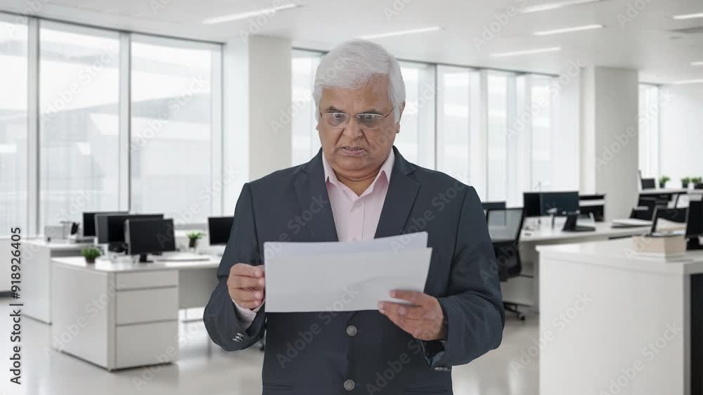 Angry Indian senior manager reading reports Angry Indian senior manager reading reports