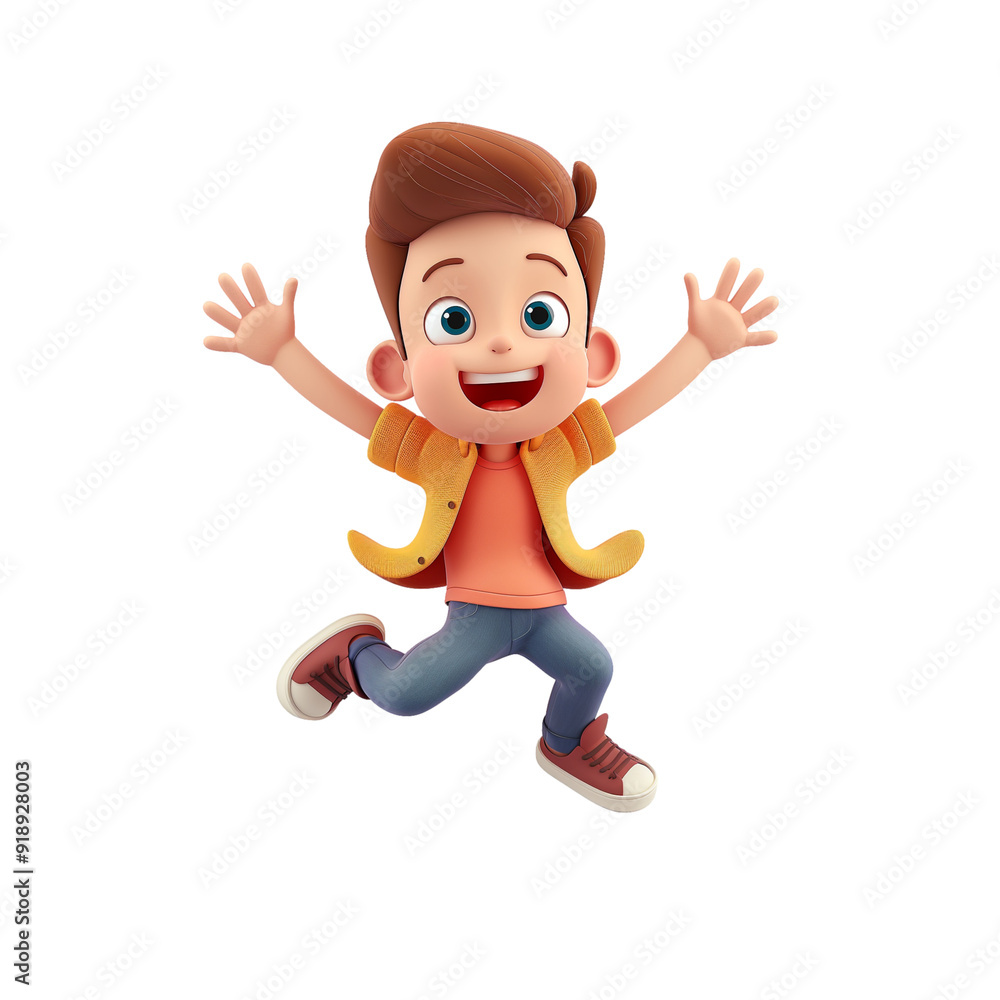Cartoon boy jumping when shouting cheers 3d Cartoon boy jumping when shouting cheers 3d