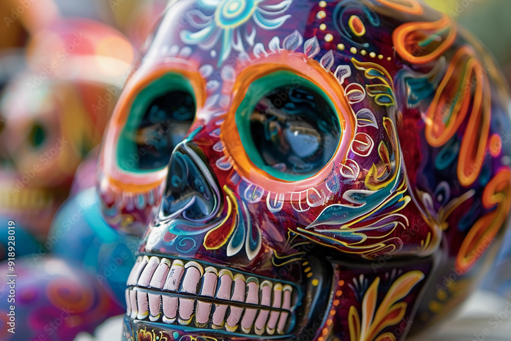 Obraz premium Beautiful greeting card with bright holiday composition for happy to joy celebrate dia de muertos