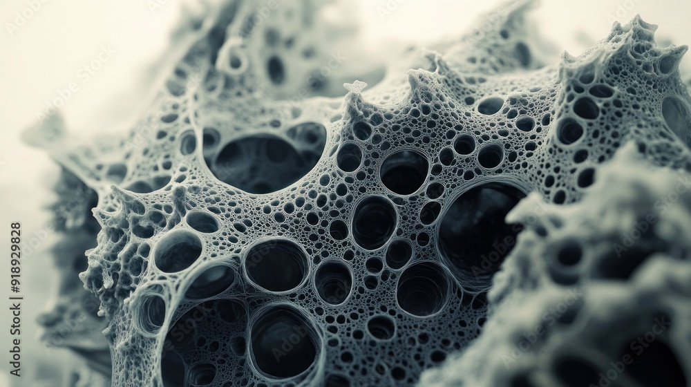 Abstract Close-Up of a Cellular Structure with Circular Cavities Abstract Close-Up of a Cellular Structure with Circular Cavities