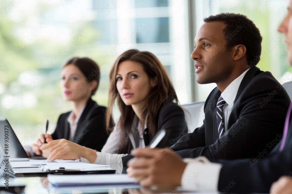 Business people in office meeting, Generative AI Business people in office meeting, Generative AI