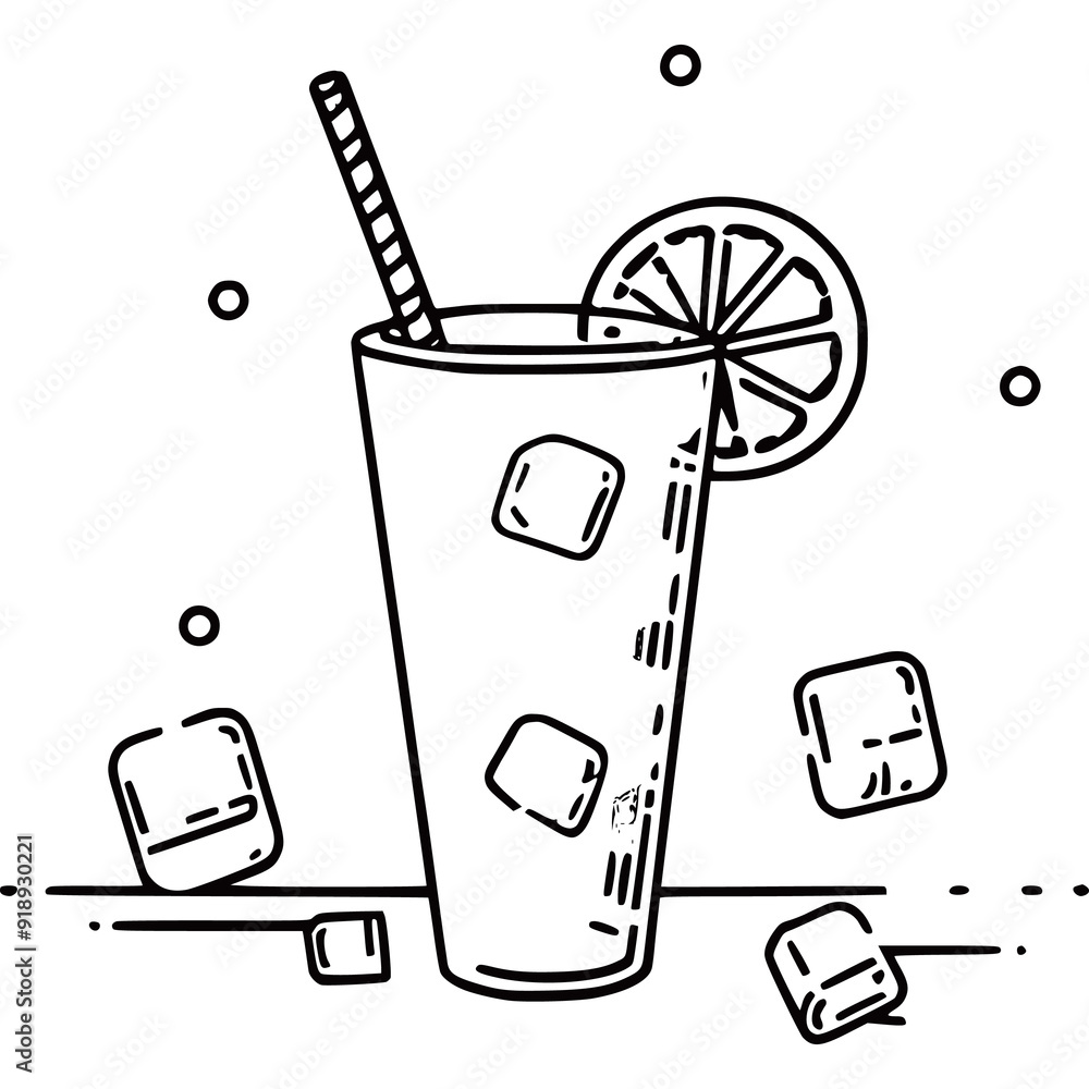 Wineglass with cocktail and lemon Isolated hand drawn line art vector illustration on white background generated Ai Wineglass with cocktail and lemon Isolated hand drawn line art vector illustration on white background generated Ai