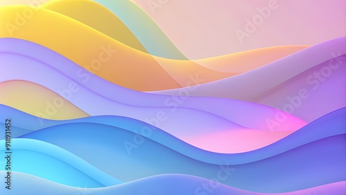 Abstract Soft pastel waves in shades of pink, purple, and blue creating a dreamy and fluid abstract background