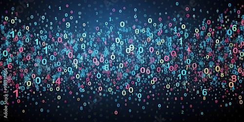 Abstract mathematical pattern with random scattered decimal numbers on dark background, math, abstract, random, scattered