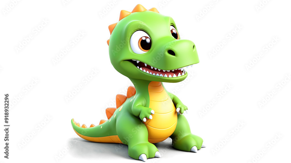 Fototapeta premium 3d cartoon mascot of cute dinosaur, isolated on white background 