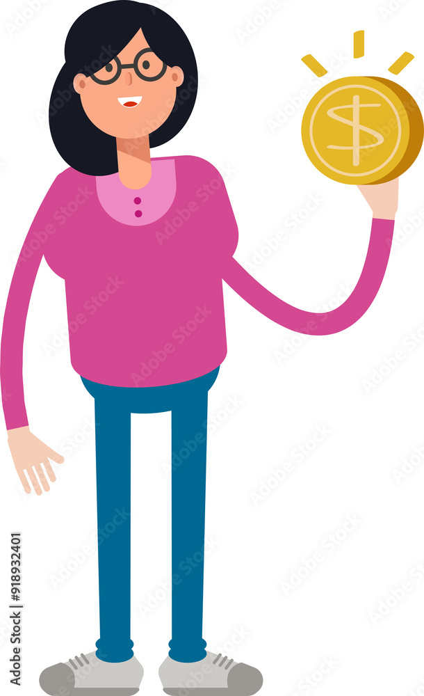 Woman Character Holding Dollar Coin
Woman Character Holding Dollar Coin