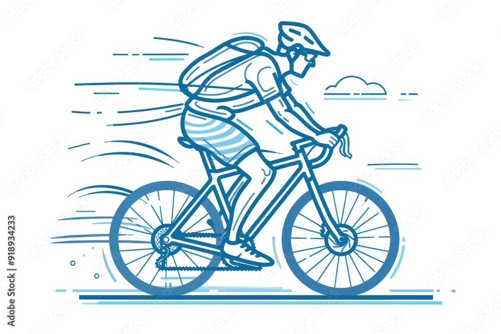 Fototapeta premium A person wearing a helmet rides a bicycle in a outdoor setting