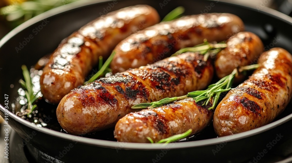 Grilled Sausages in a Pan Grilled Sausages in a Pan