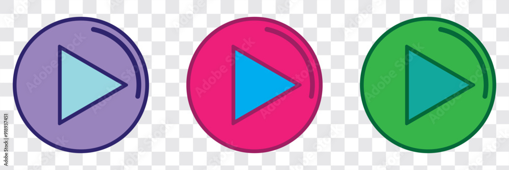 Play button icon vector set. Set of play buttons icons. Play button. Video audio player. Vector illustration. EPS 10. Play button icon vector set. Set of play buttons icons. Play button. Video audio player. Vector illustration. EPS 10.