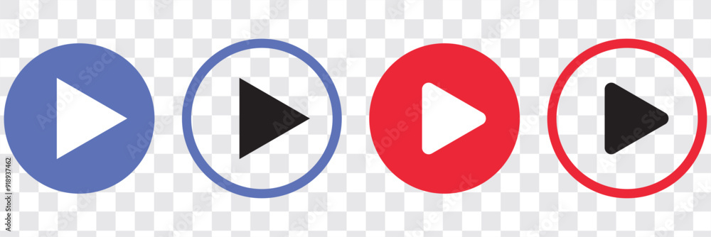 Play button icon vector set. Set of play buttons icons. Play button. Video audio player. Vector illustration. EPS 10. Play button icon vector set. Set of play buttons icons. Play button. Video audio player. Vector illustration. EPS 10.
