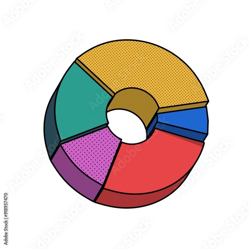 Round diagram. Cartoon style 3d render illustration