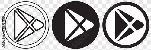 Play button icon vector set. Set of play buttons icons. Play button. Video audio player. Vector illustration. EPS 10.