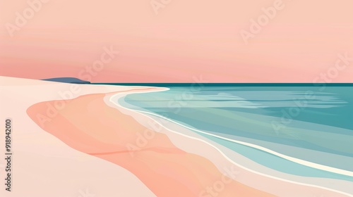 Illustration of a Serene Coastal Landscape at Dusk