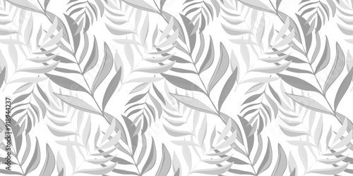 Seamless pattern, leaves, abstract flowers, ornament, texture, contours
