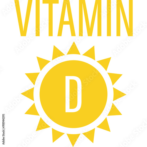 Vitamin D Nutrition Sign. Vector Illustration