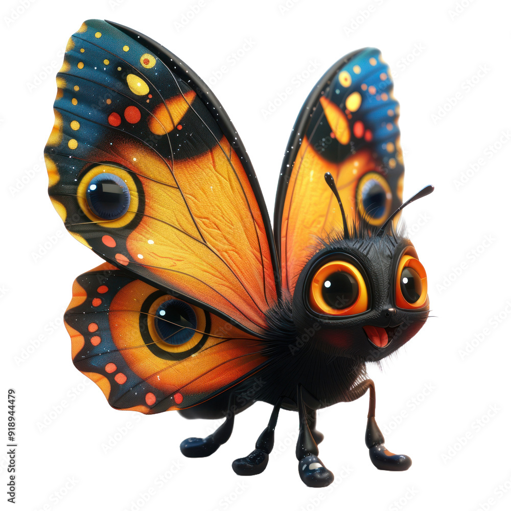 Cute butterfly character isolated on a transparent background for web, banner, wallpaper Cute butterfly character isolated on a transparent background for web, banner, wallpaper