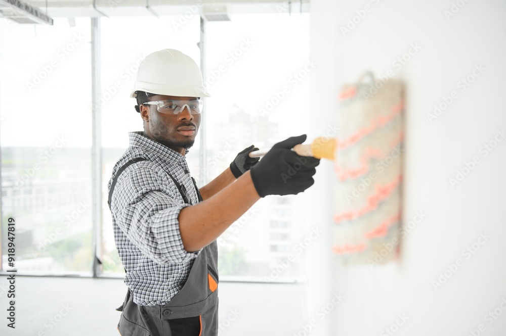 Portrait of a worker in a construction site Portrait of a worker in a construction site