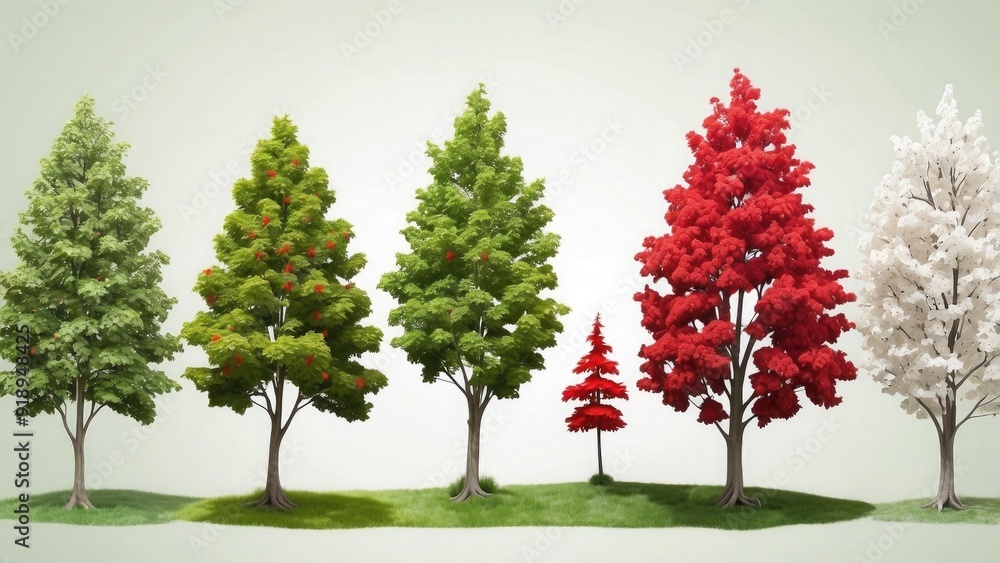 _Isolated_set_of_green_red_and_white_colored_ _Isolated_set_of_green_red_and_white_colored_
