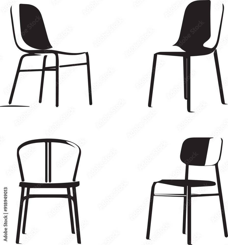 silhouette of clean vector chair set isolated n white background silhouette of clean vector chair set isolated n white background