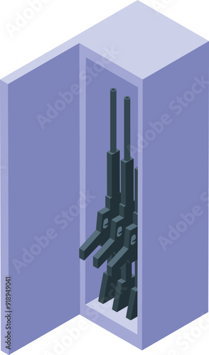 Open gun safe storing rifles, providing secure storage for firearms and promoting responsible gun ownership