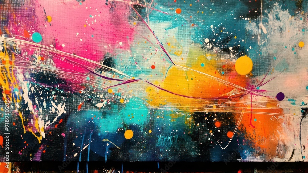 Naklejka premium Abstract Colorful Painting with Splashes and Lines