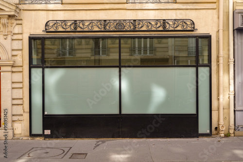 fancy and stylish vintage shop facade , french boutique storefront