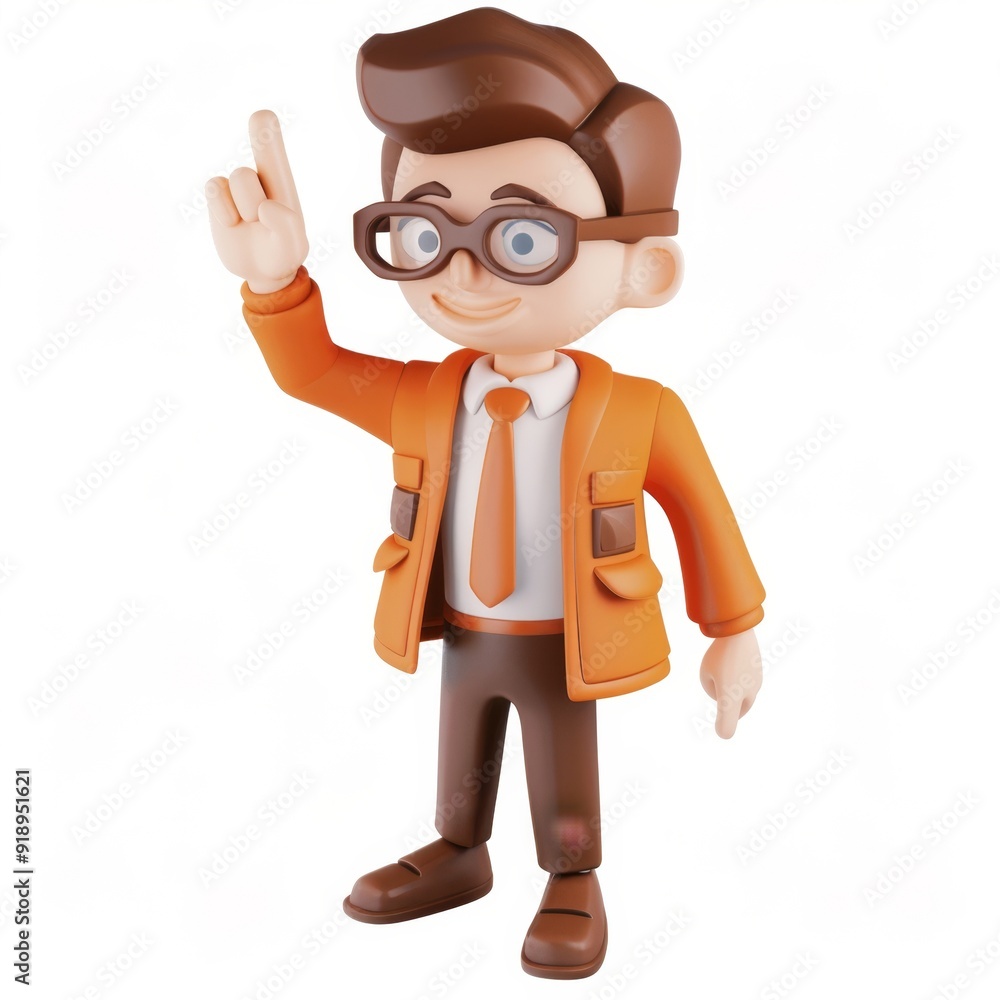 Cute realtor character in glasses 3D style on a white background
Cute realtor character in glasses 3D style on a white background
