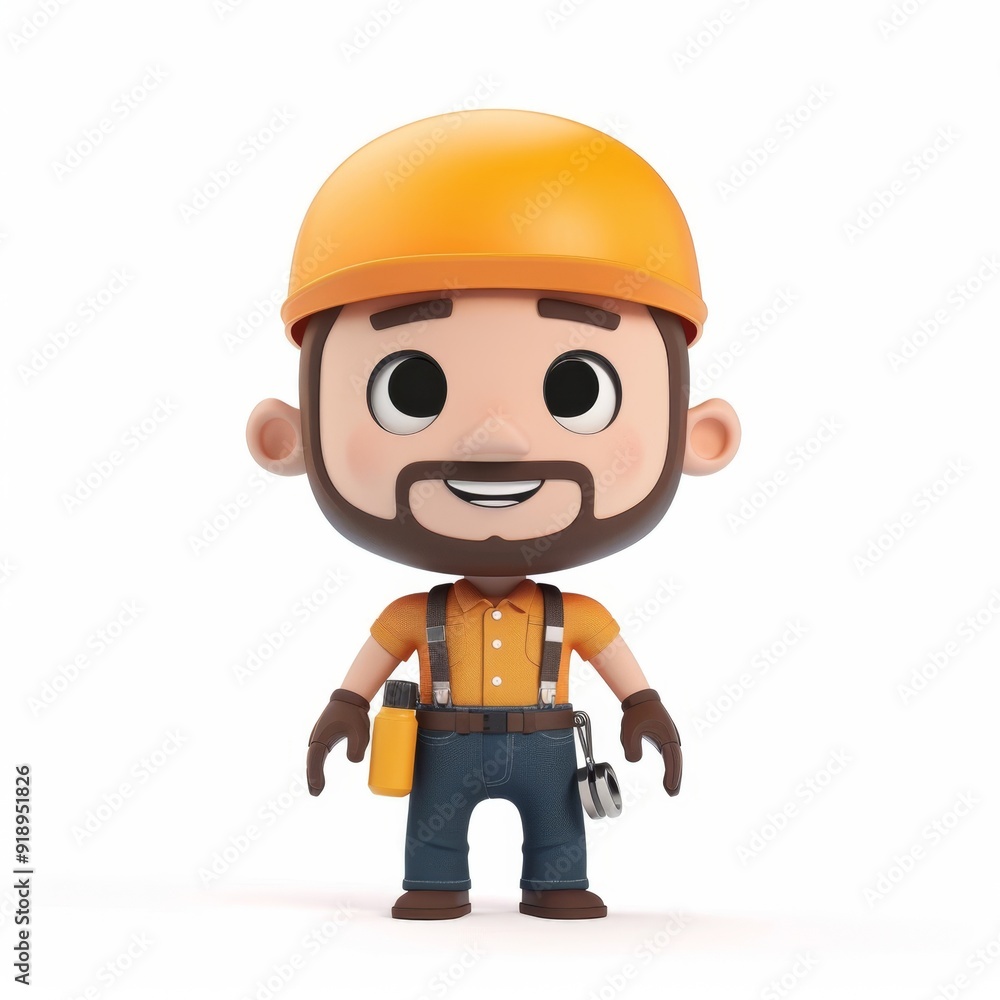 Cute construction worker character in 3d style on a white background
Cute construction worker character in 3d style on a white background