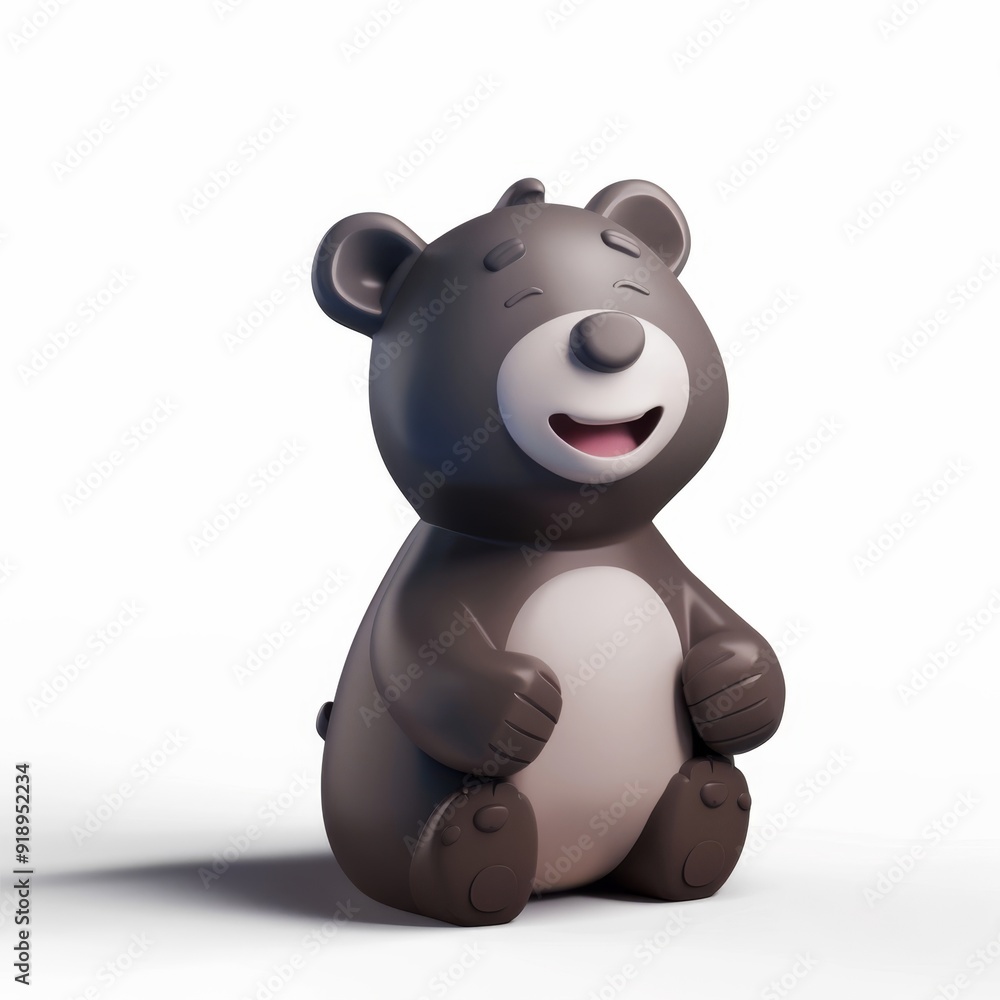 Funny bear character in 3D style on a white background.
Funny bear character in 3D style on a white background.
