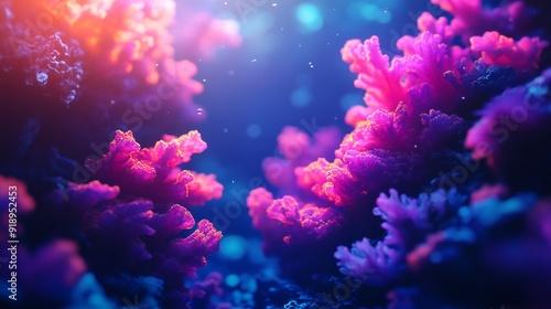 Vibrant Coral Reef Under a Glow of Light