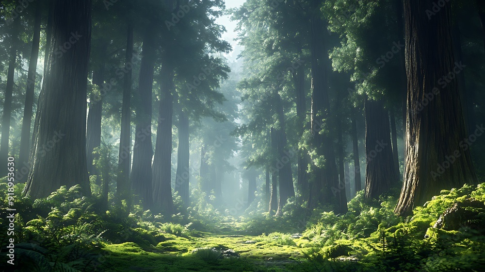 Obraz premium Sunlight Weaves Through Verdant Leaves, Crafting a Ballet of Shadows
