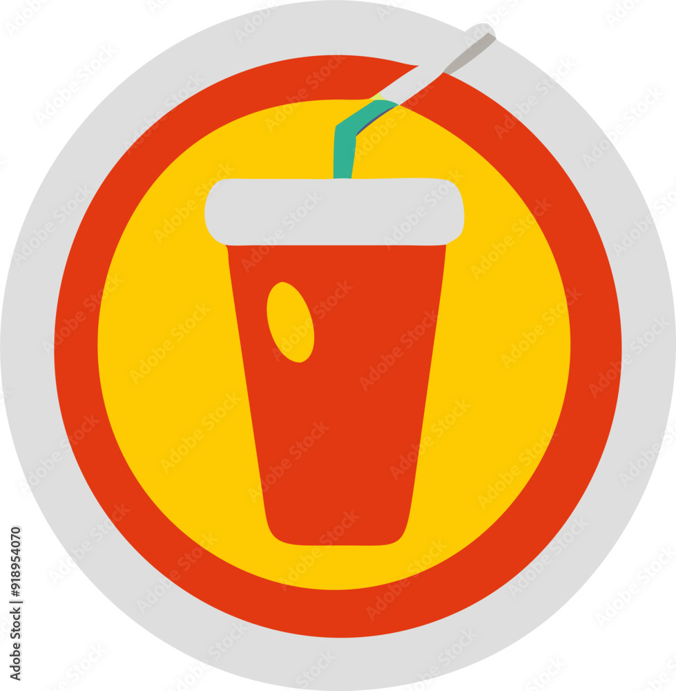 cold drink cup badge, icon colored shapes cold drink cup badge, icon colored shapes