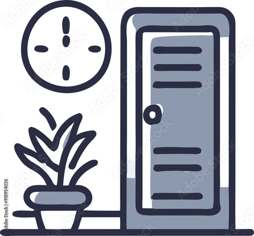 hallway room, icon colored outline