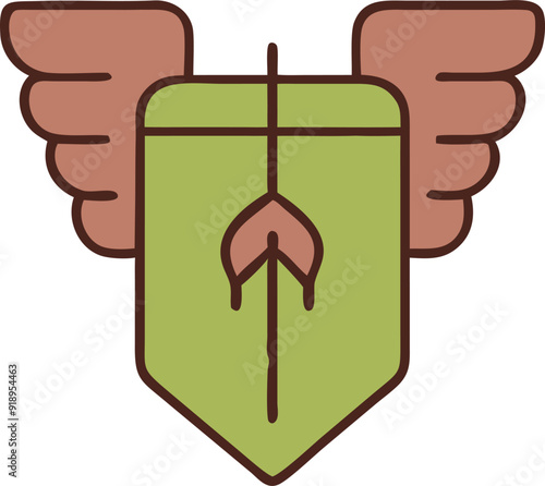 a formidable kryphon with wings stands, icon colored outline