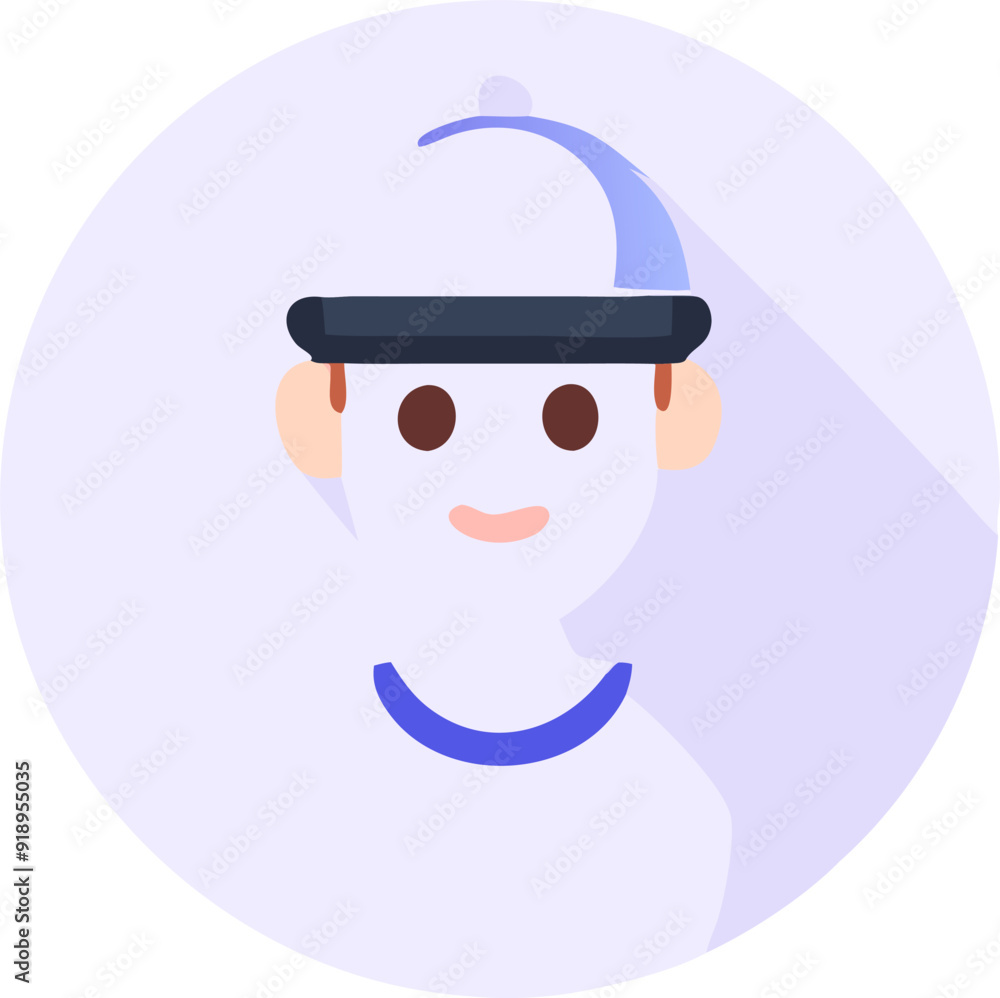 man with round cap, icon colored shapes man with round cap, icon colored shapes