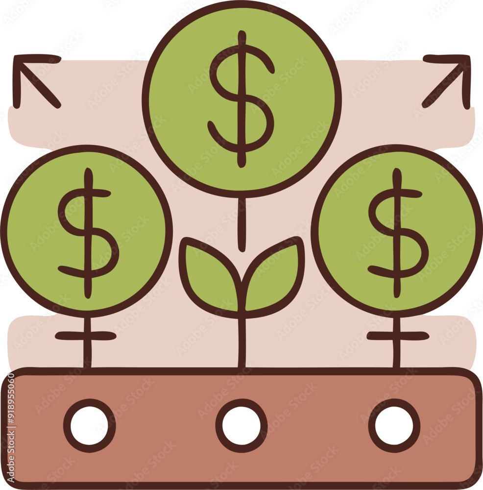 finantial stability path, icon colored outline finantial stability path, icon colored outline