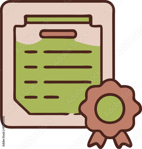 3d flat icon as lab spatulas with certificate and iso badge concept as lab spatulas with a