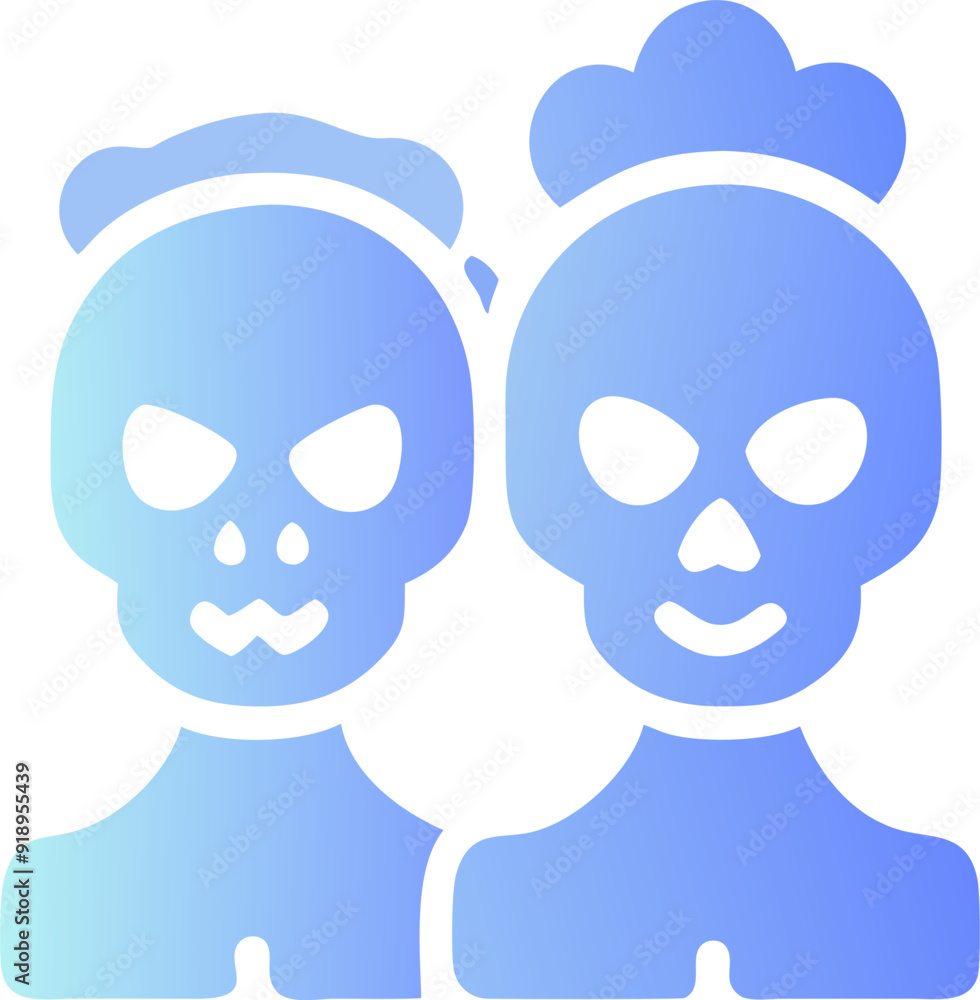 women with sugar skull makeup at dia de los muertos procession, icon colored shapes gradient women with sugar skull makeup at dia de los muertos procession, icon colored shapes gradient