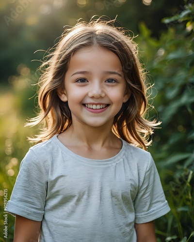 Portrait of a beautiful little girl smiling happily 