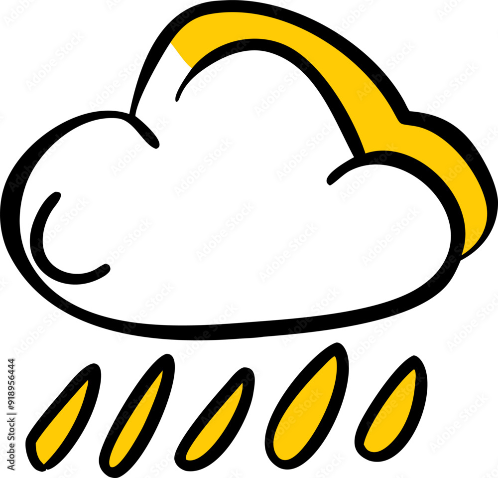 a cloud with horizontal lines beneath it, representing foggy weather, icon doodle fill