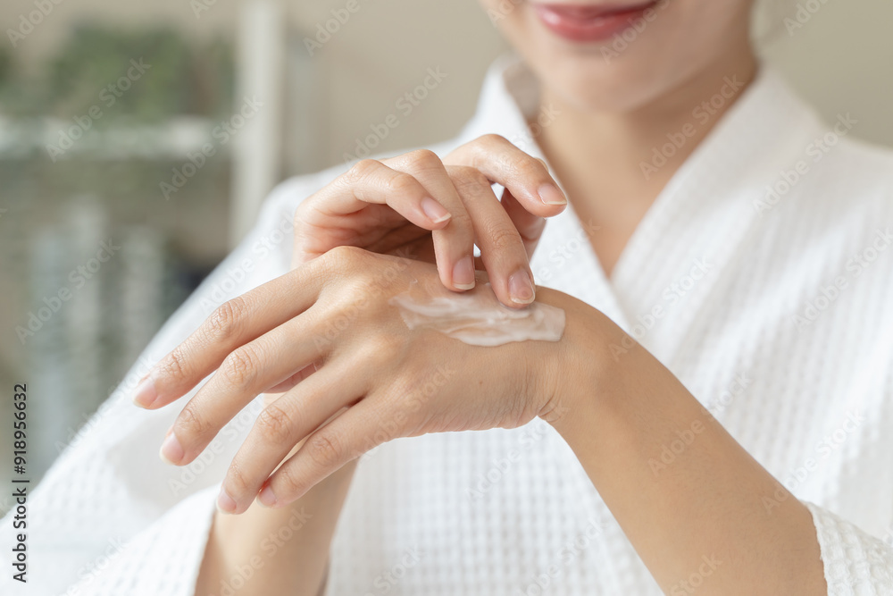 Close-up girl applying lotion on her hand. Close-up girl applying lotion on her hand.
