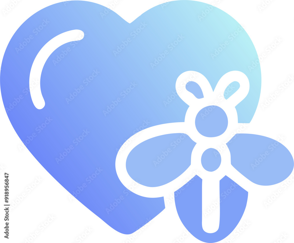 bee heart, icon colored shapes gradient bee heart, icon colored shapes gradient