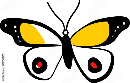 red admiral, icon doodle fill